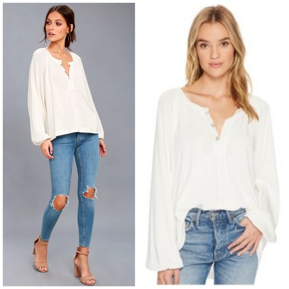 Free People Acadia Henley Top Ivory - Picture 4 of 8